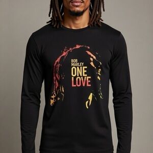 Tultex Black Bob Marley One Love Long Sleeve Tee